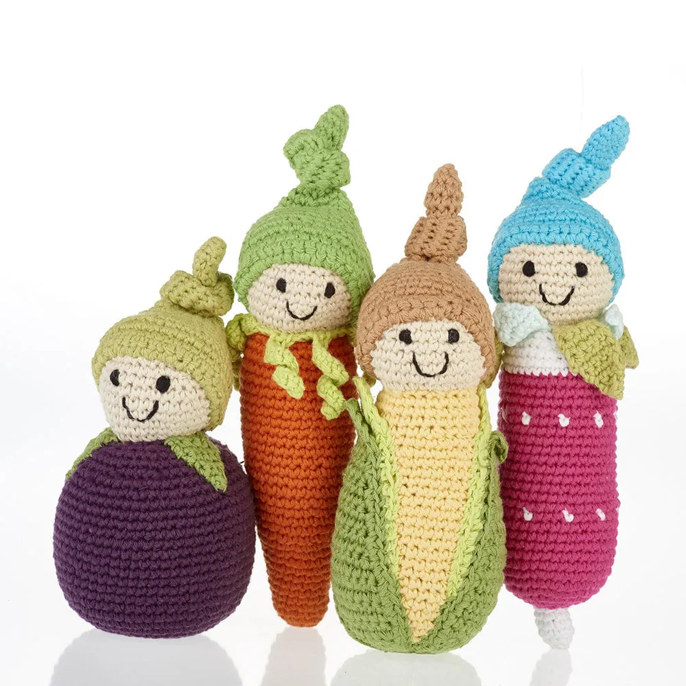 Crochet Cotton Friendly Radish Baby Rattle