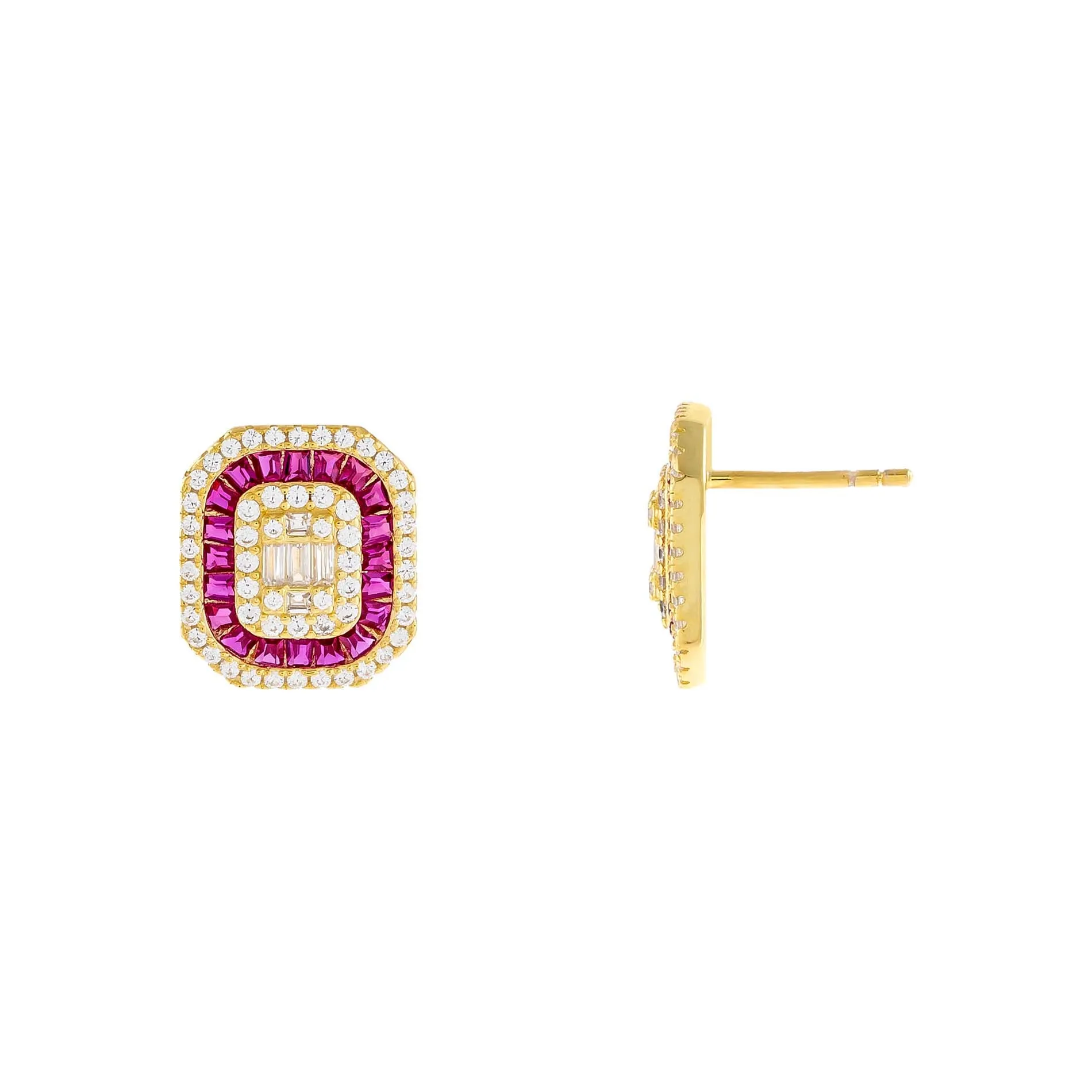 CZ Colored Illusion Stud Earring