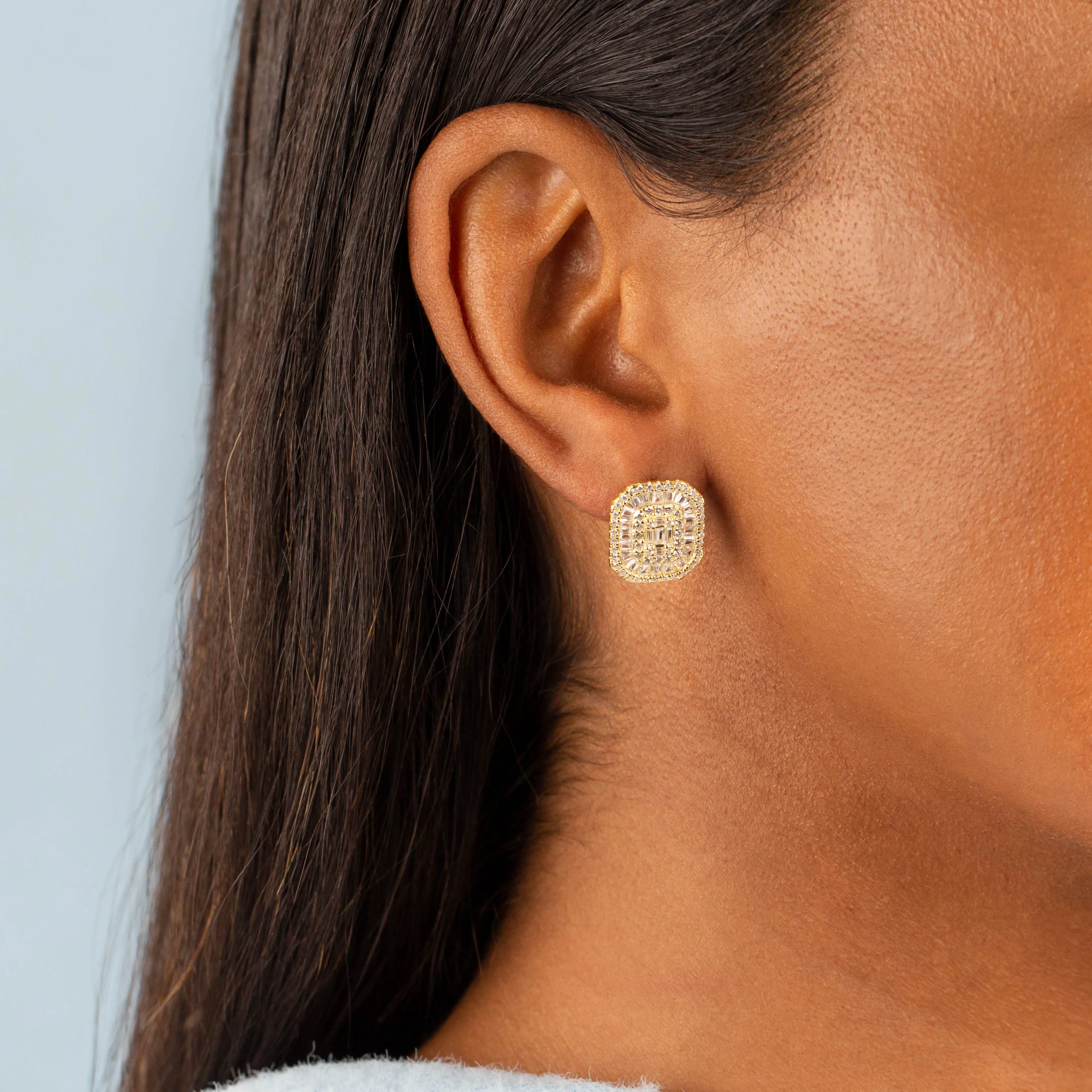CZ Colored Illusion Stud Earring