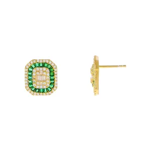 CZ Colored Illusion Stud Earring
