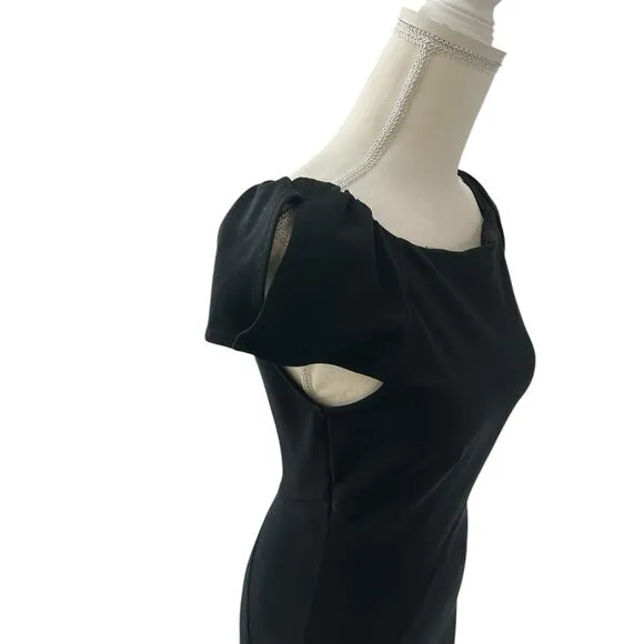 Diane Von Furstenberg Cap Sleeve Helen Midi V Neck Back Black Dress Size 6 Small