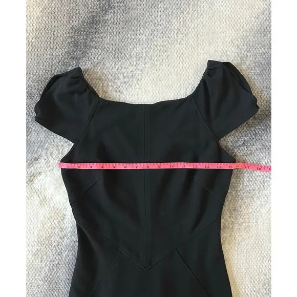 Diane Von Furstenberg Cap Sleeve Helen Midi V Neck Back Black Dress Size 6 Small