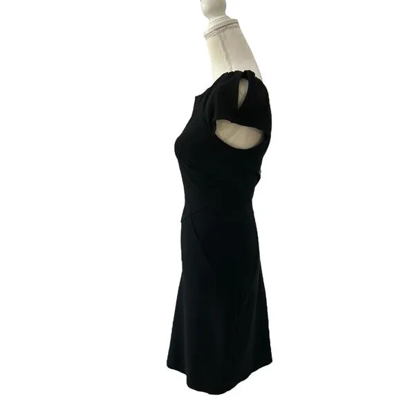 Diane Von Furstenberg Cap Sleeve Helen Midi V Neck Back Black Dress Size 6 Small