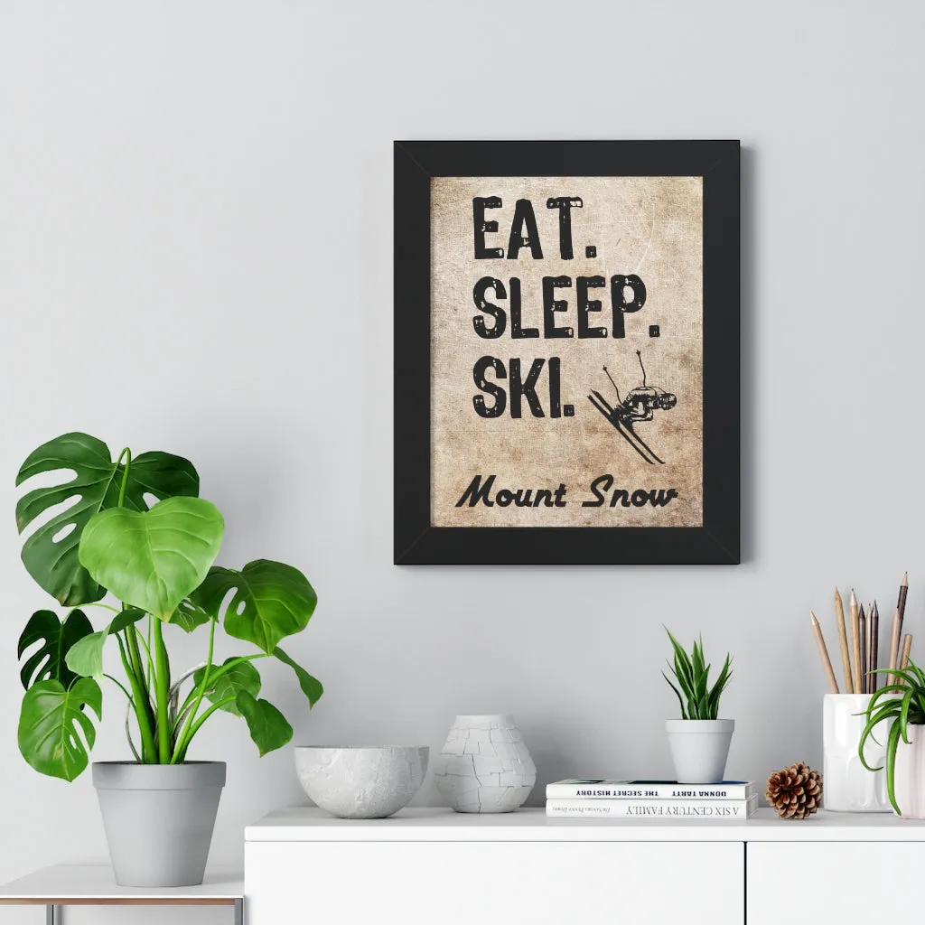 Eat Sleep Ski Mount Snow - Framed Vertical Poster