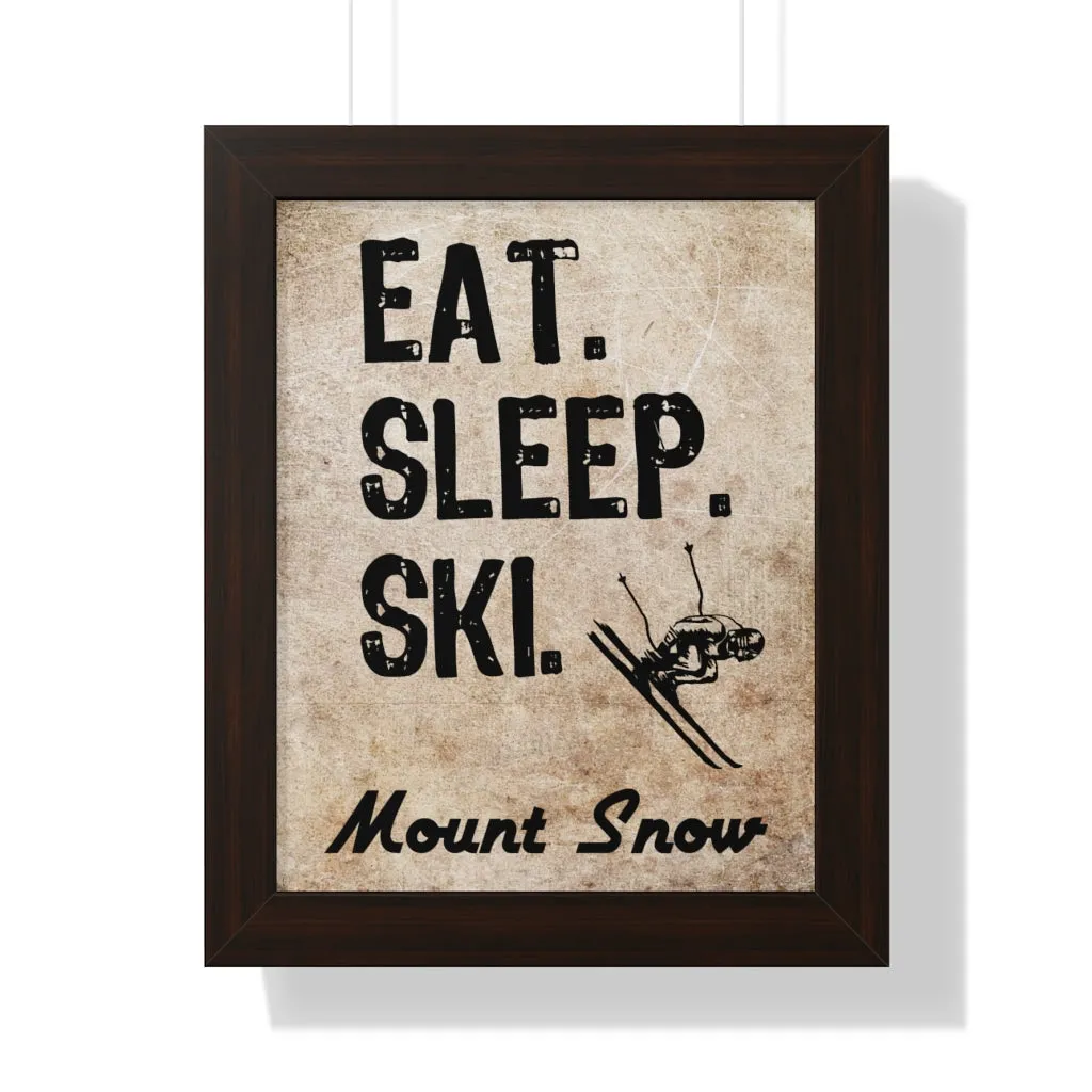 Eat Sleep Ski Mount Snow - Framed Vertical Poster