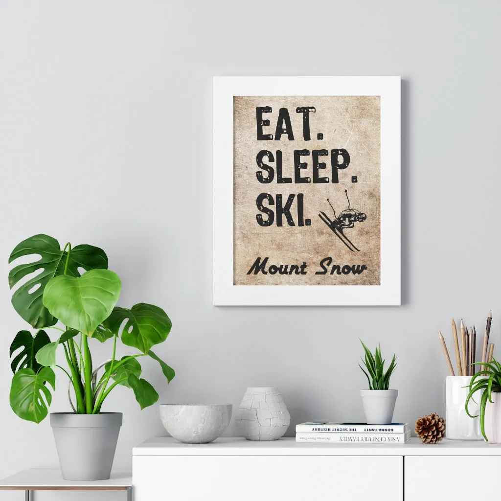 Eat Sleep Ski Mount Snow - Framed Vertical Poster