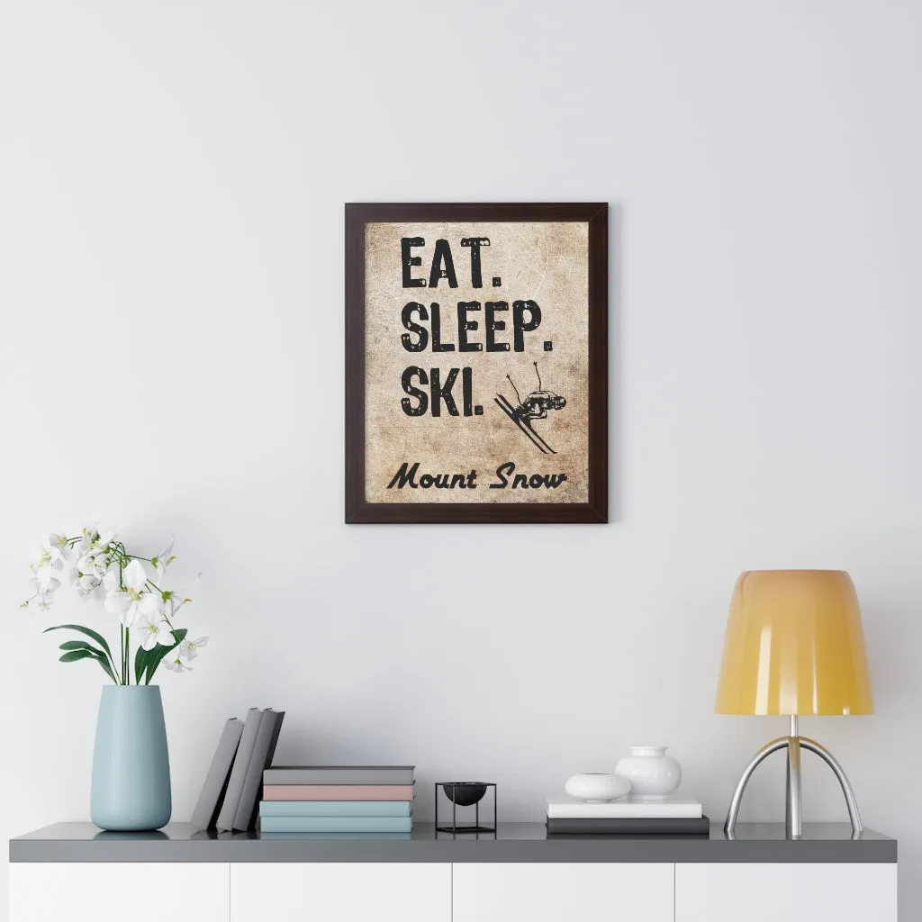 Eat Sleep Ski Mount Snow - Framed Vertical Poster