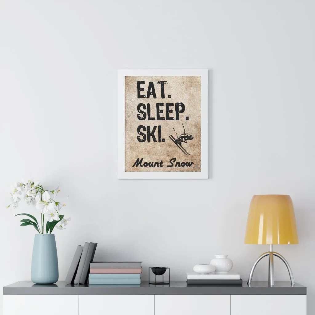 Eat Sleep Ski Mount Snow - Framed Vertical Poster