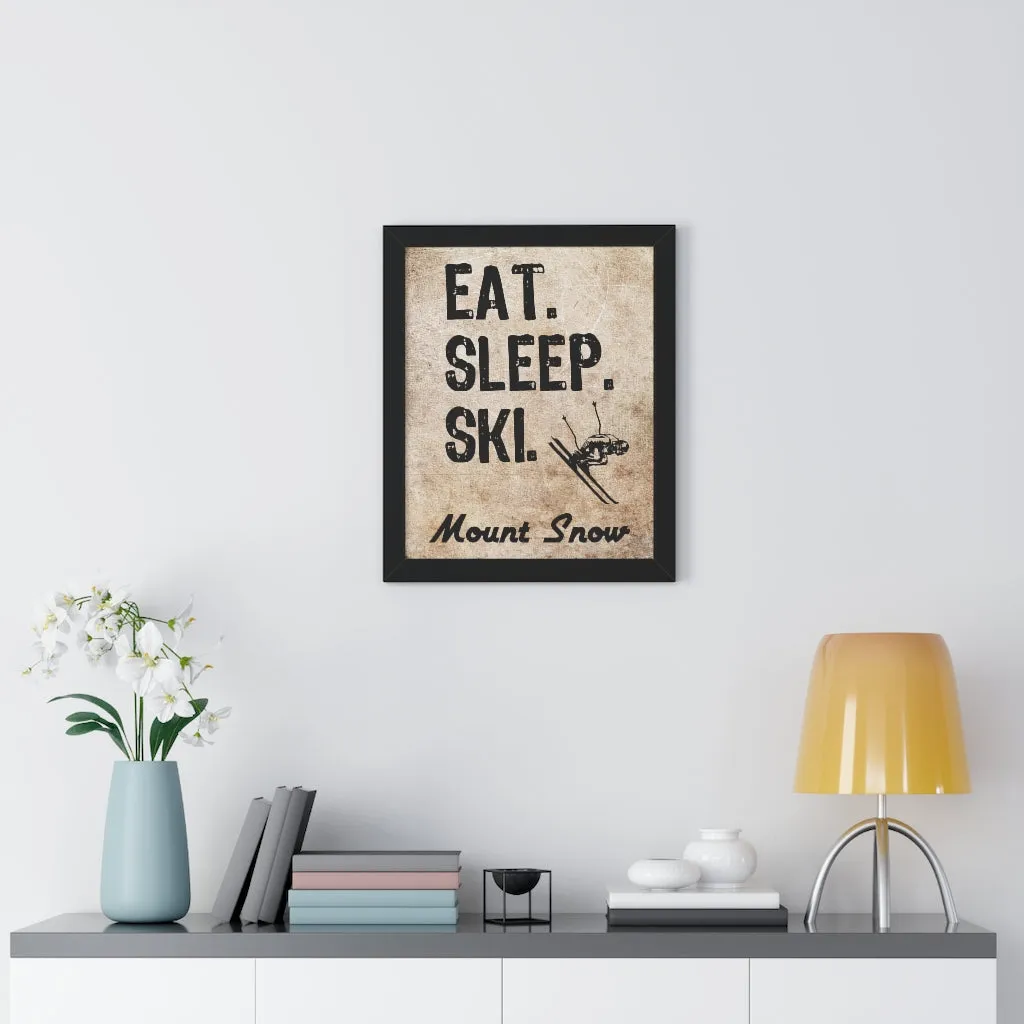 Eat Sleep Ski Mount Snow - Framed Vertical Poster