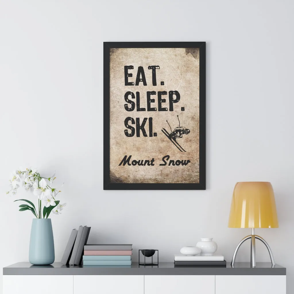 Eat Sleep Ski Mount Snow - Framed Vertical Poster