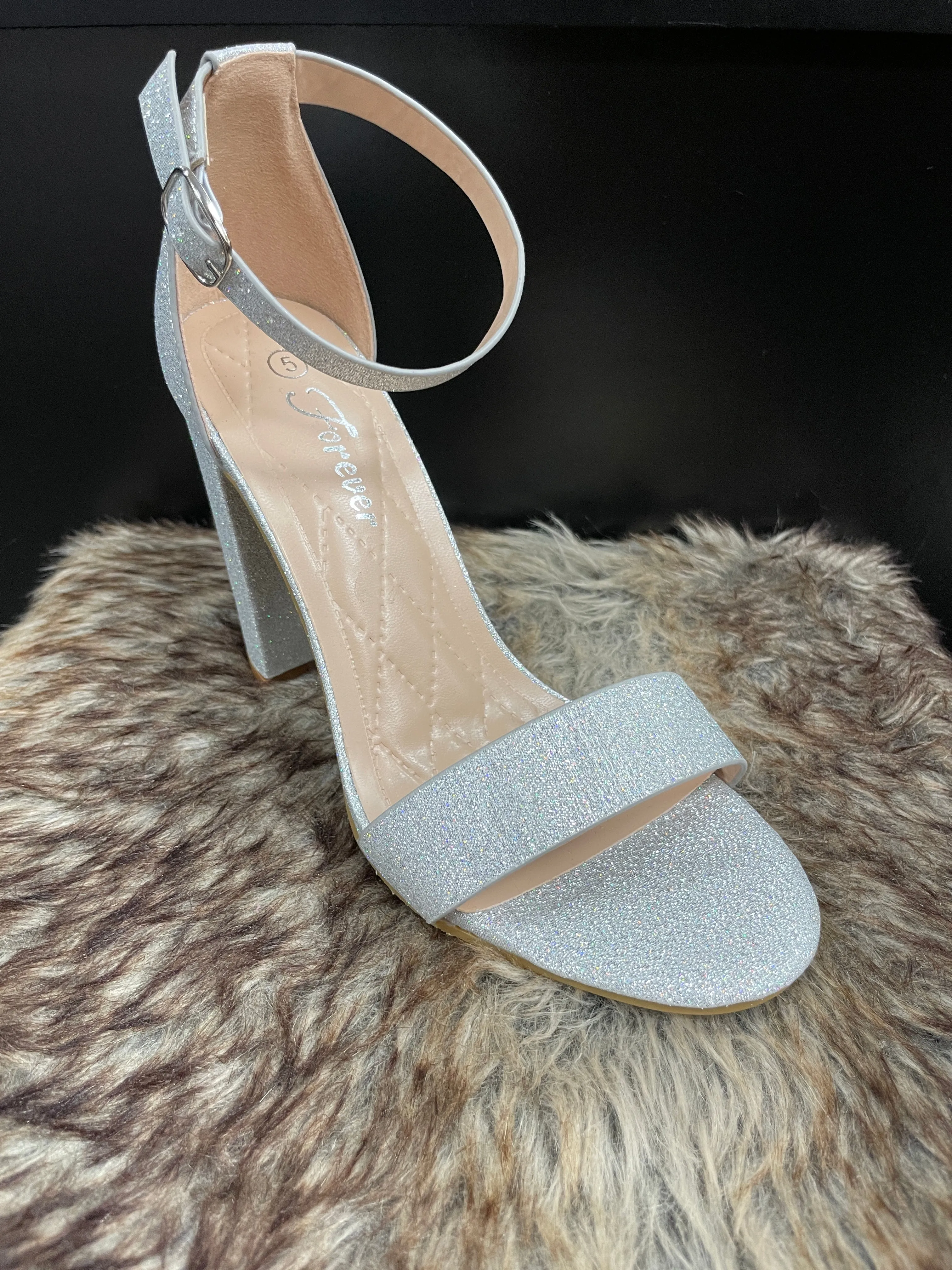 Elva Silver Sparkle Heels