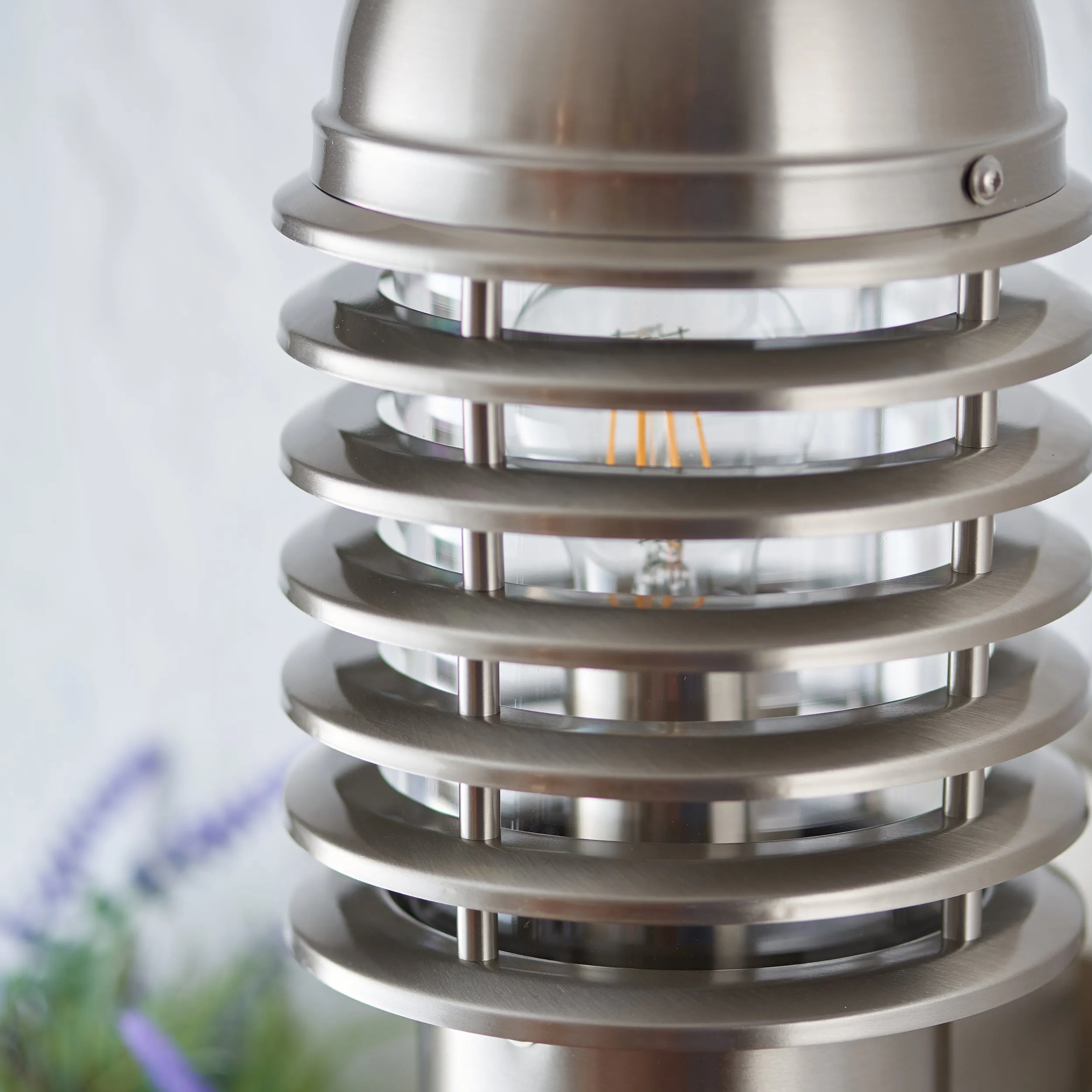 Endon 72381 Louvre 1lt Wall Brushed stainless steel & clear pc 60W E27 GLS (Required)
