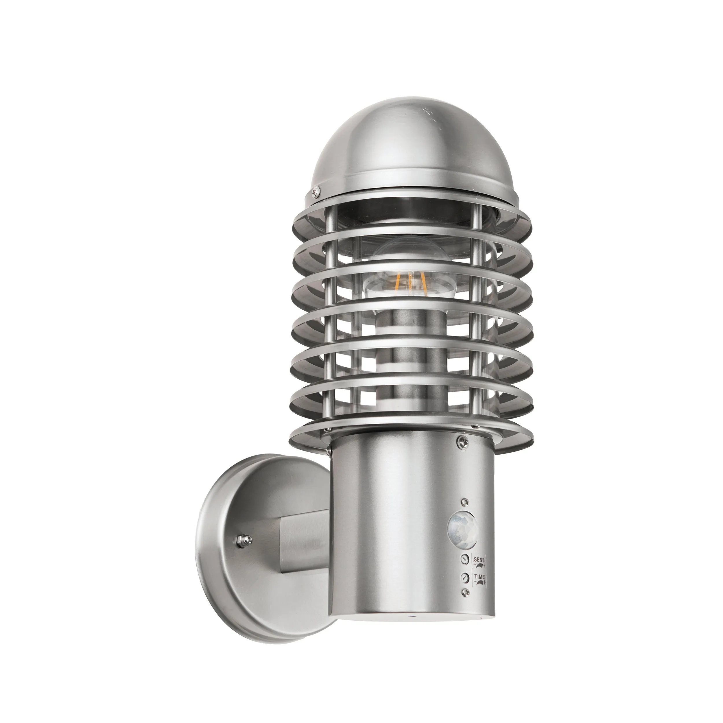 Endon 72381 Louvre 1lt Wall Brushed stainless steel & clear pc 60W E27 GLS (Required)