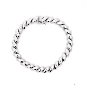 Estate 8" San Marco Link Bracelet in 14K White Gold