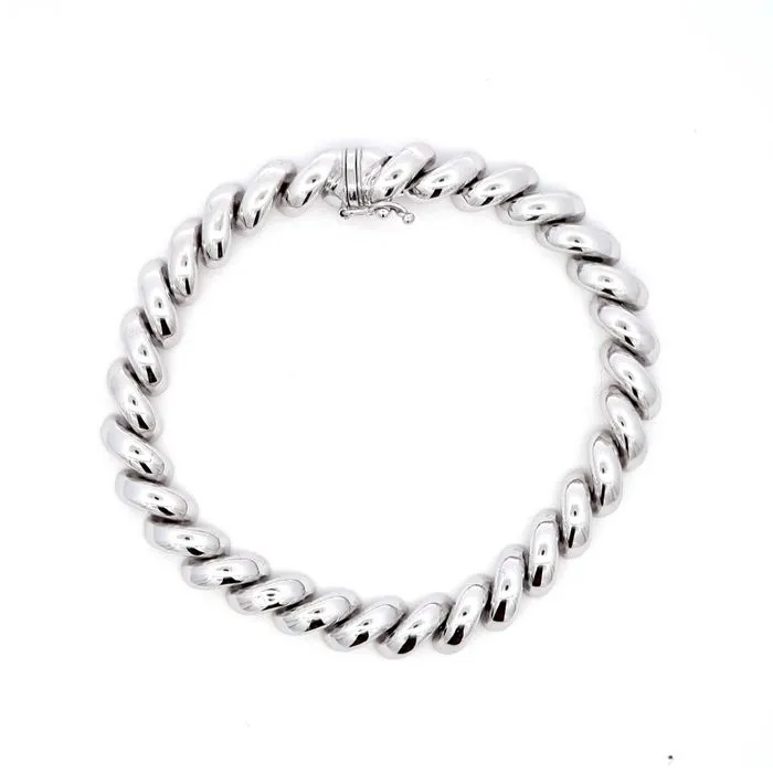Estate 8" San Marco Link Bracelet in 14K White Gold