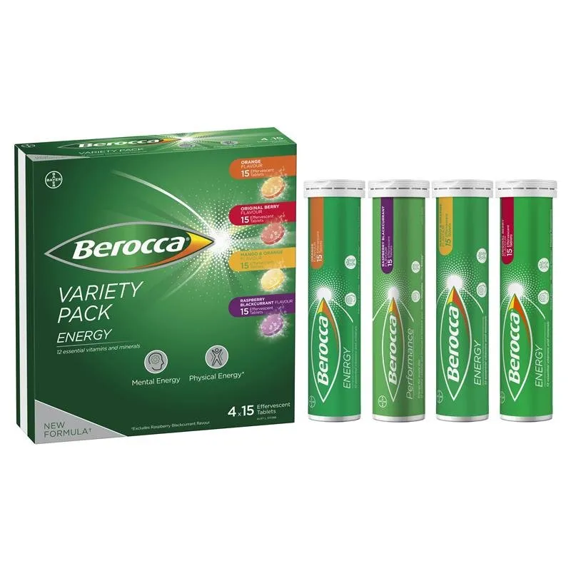 [Expiry: 06/2025] Berocca Energy Variety Pack 60 Effervescent Tablets