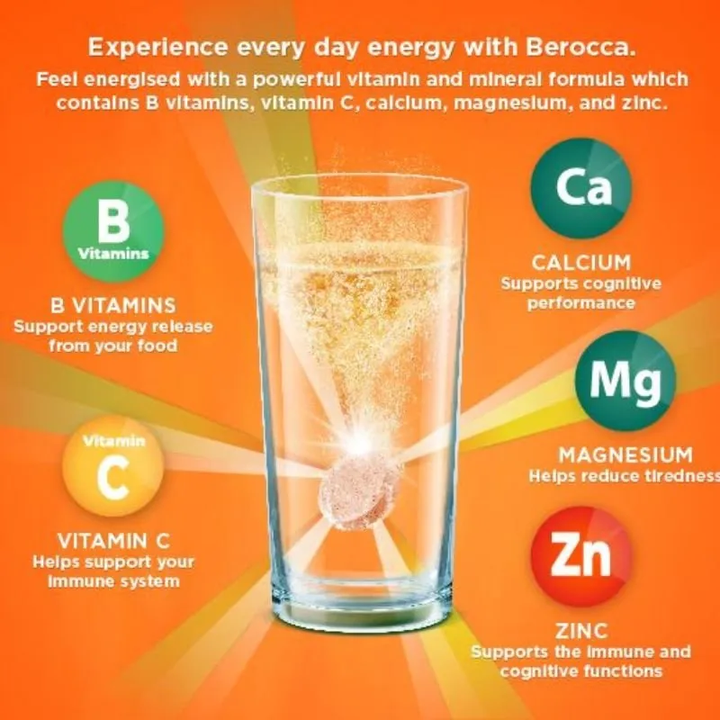 [Expiry: 11/2025] Berocca Energy Mango & Orange 60 Effervescent Tablets
