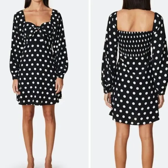 Faithfull the Brand Isobel Sweetheart Long Sleeve Mini Dress US Size 4 Small