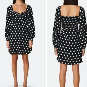 Faithfull the Brand Isobel Sweetheart Long Sleeve Mini Dress US Size 4 Small