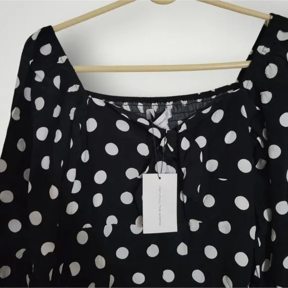 Faithfull the Brand Isobel Sweetheart Long Sleeve Mini Dress US Size 4 Small