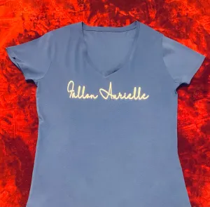 Fallon Aurielle Unisex Signature Classic V-Neck T-Shirt (Royal Blue & White)