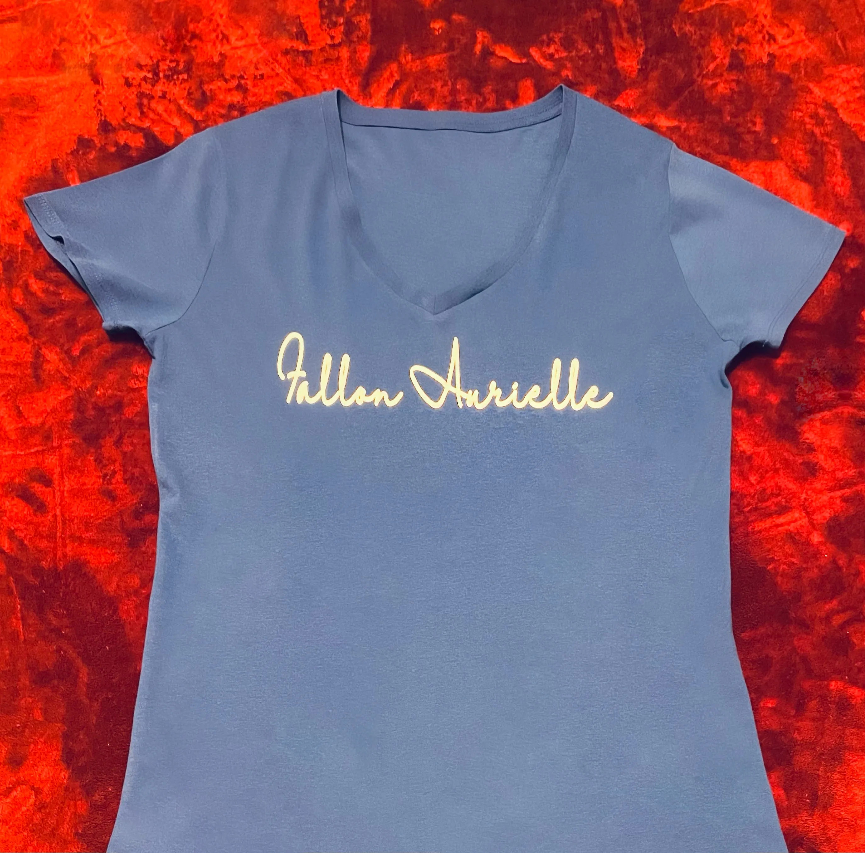 Fallon Aurielle Unisex Signature Classic V-Neck T-Shirt (Royal Blue & White)