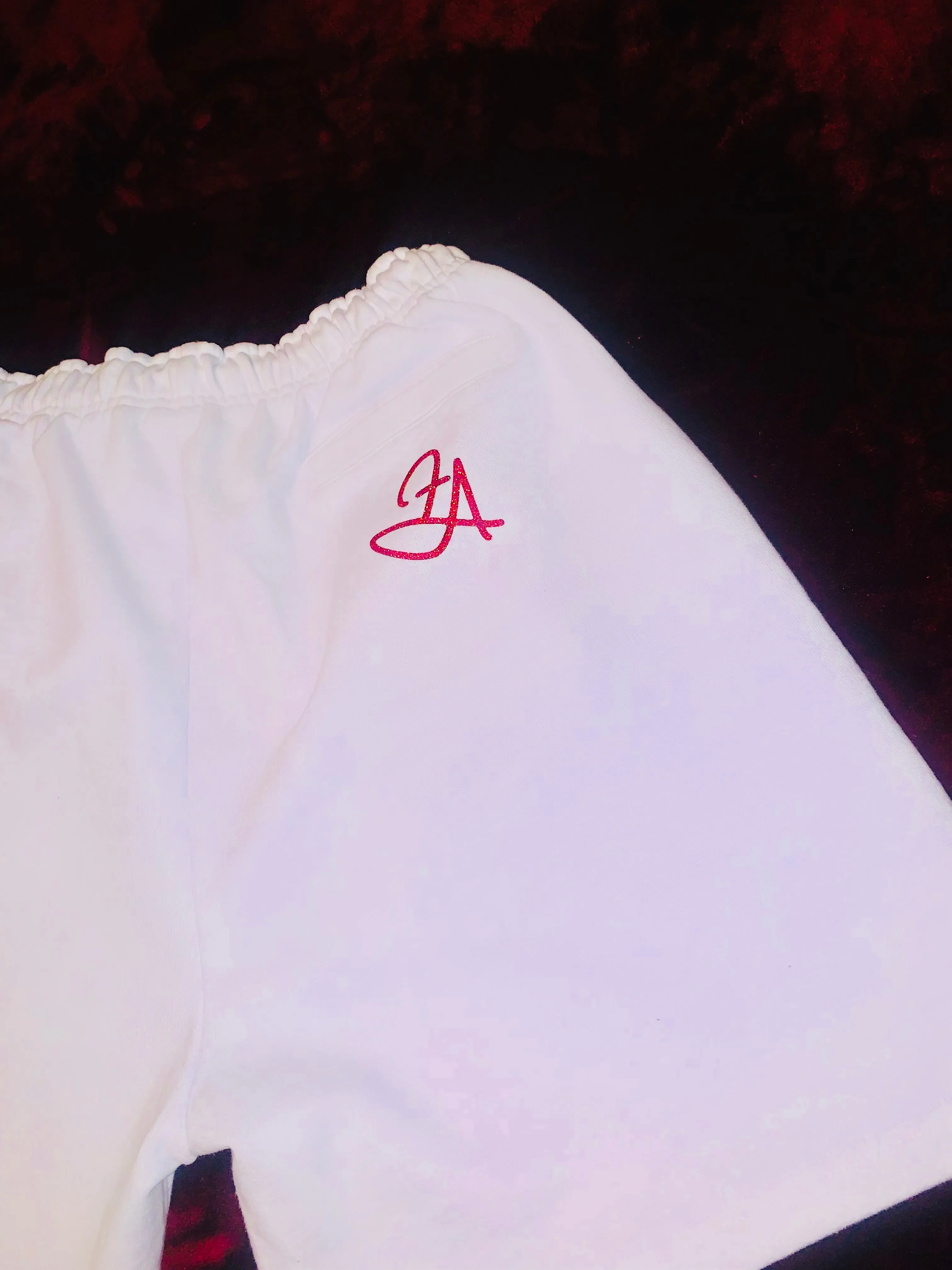 Fallon Aurielle Unisex Signature Detroit Rep Yo Set Above The Knee Shorts (White & Red Sparkle)