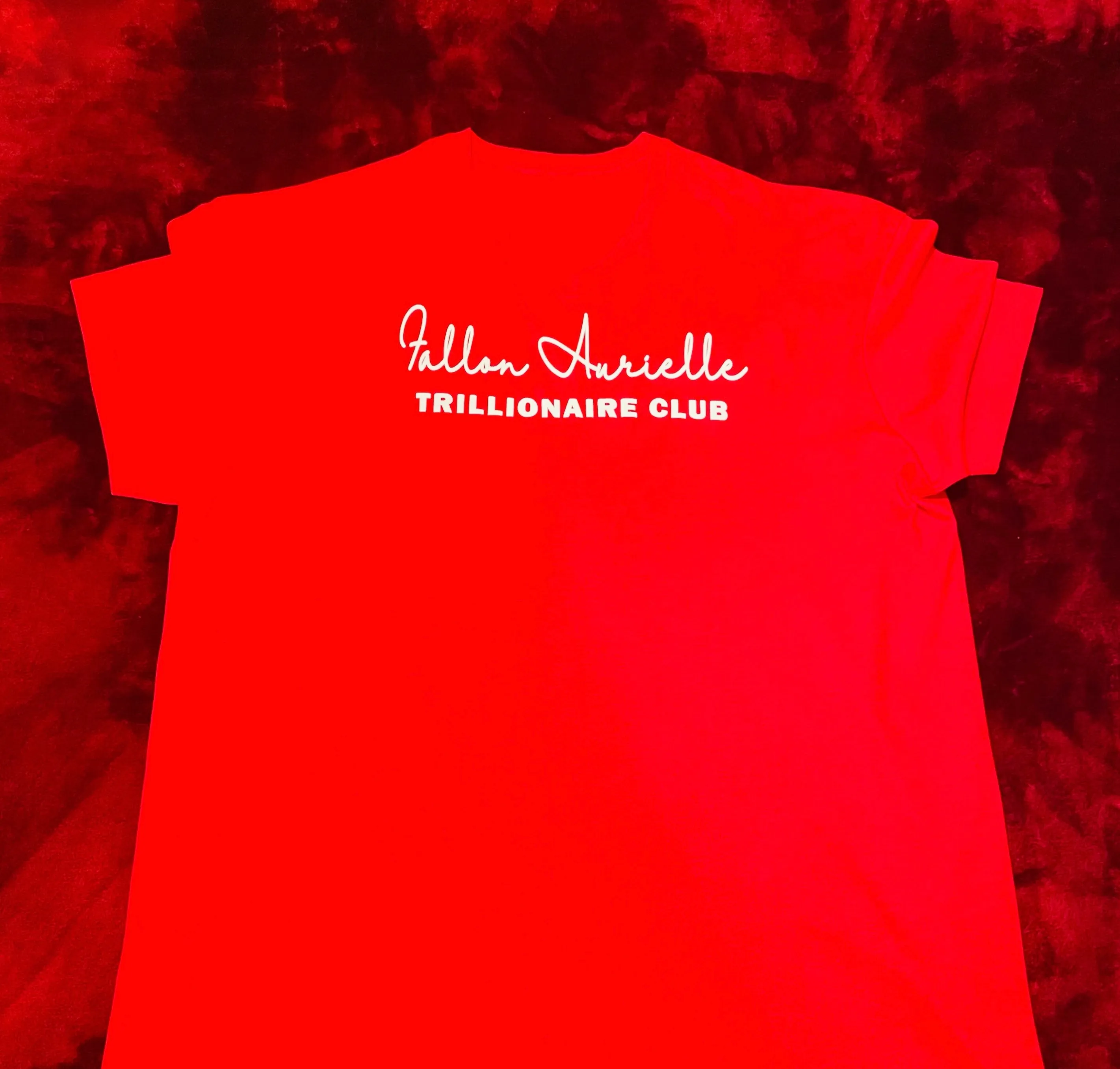 Fallon Aurielle Unisex Signature V-Neck 3 Piece Trillionaire Club Short Set (Red & White)