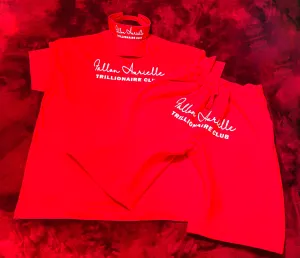 Fallon Aurielle Unisex Signature V-Neck 3 Piece Trillionaire Club Short Set (Red & White)