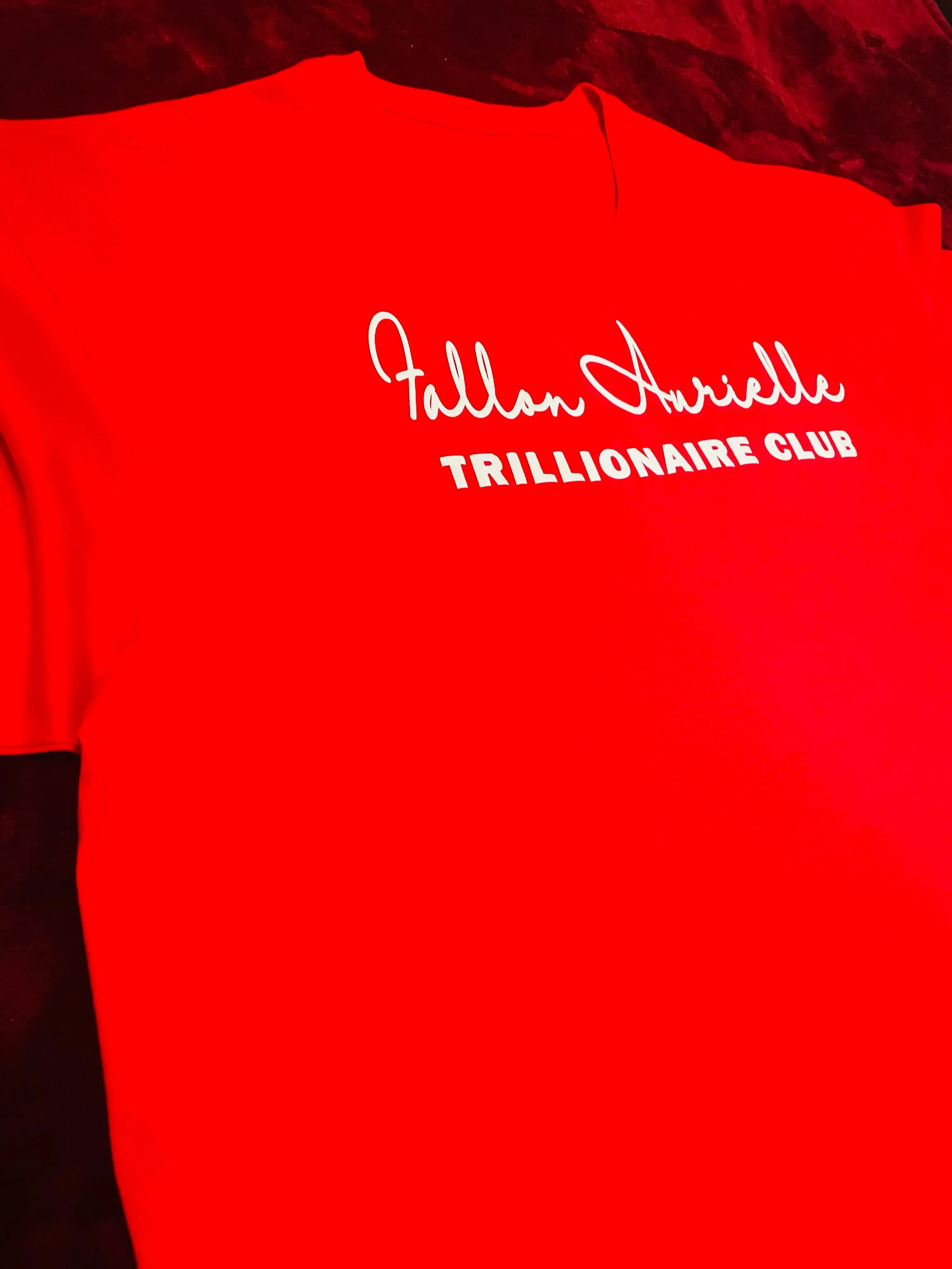 Fallon Aurielle Unisex Signature V-Neck 3 Piece Trillionaire Club Short Set (Red & White)