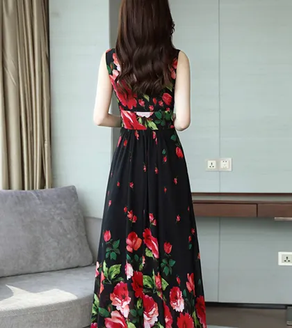Floral Printed V-neck Dress