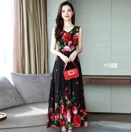 Floral Printed V-neck Dress