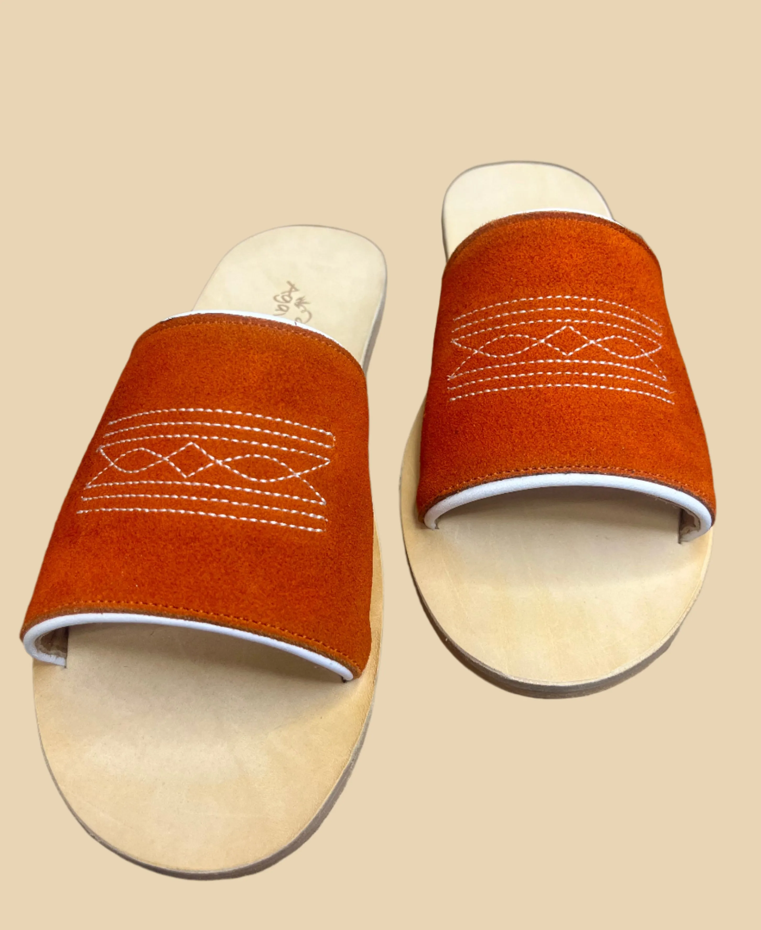 Game Day Nadia Western Orange/White Slides