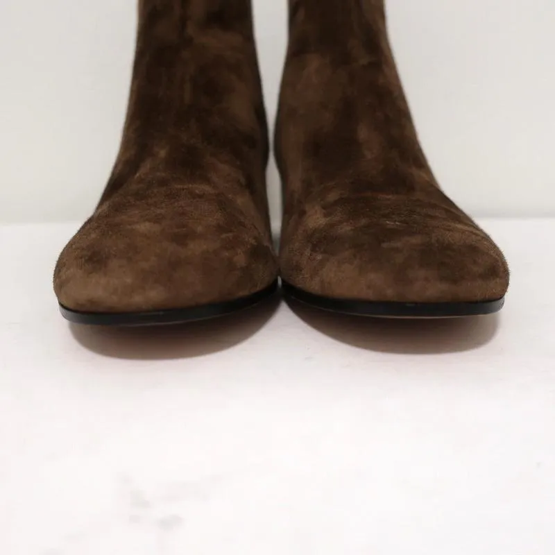Gianvito Rossi Rolling Ankle Boots Brown Suede Size 39.5 NEW