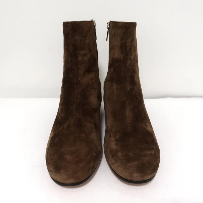 Gianvito Rossi Rolling Ankle Boots Brown Suede Size 39.5 NEW