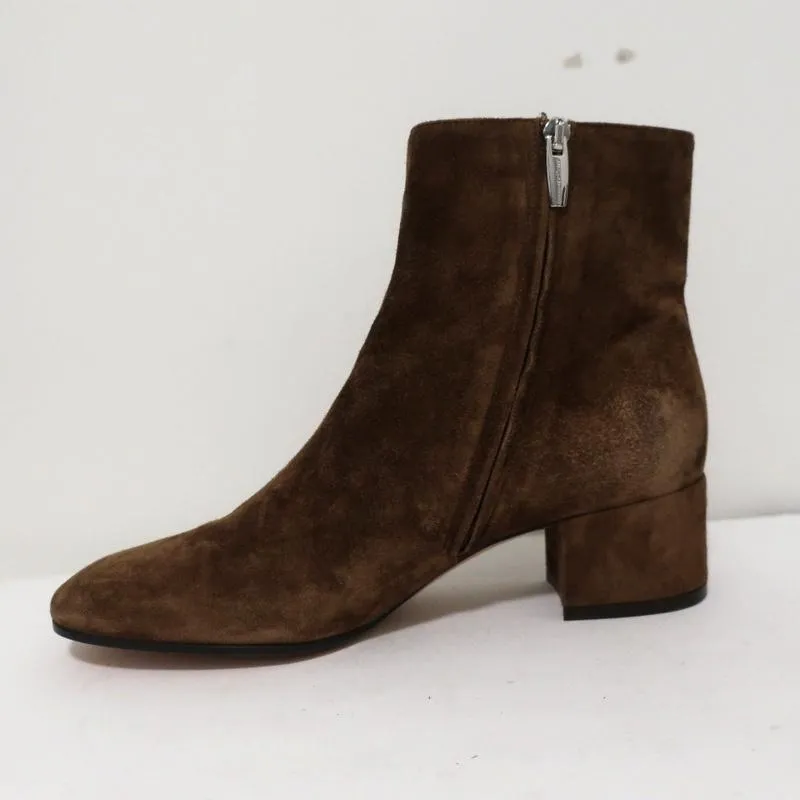 Gianvito Rossi Rolling Ankle Boots Brown Suede Size 39.5 NEW