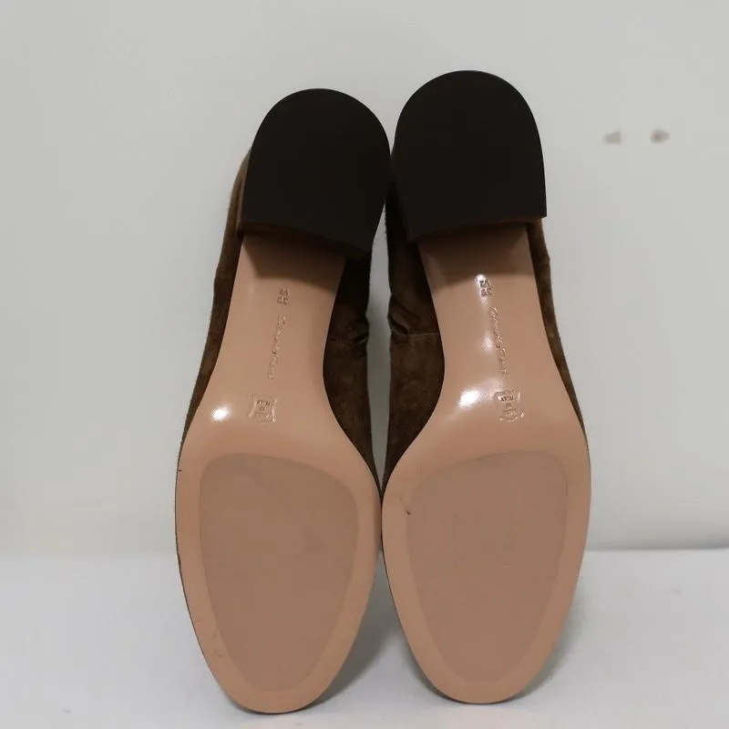 Gianvito Rossi Rolling Ankle Boots Brown Suede Size 39.5 NEW