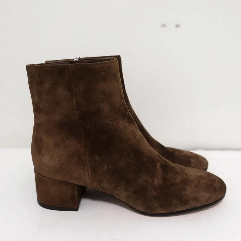 Gianvito Rossi Rolling Ankle Boots Brown Suede Size 39.5 NEW