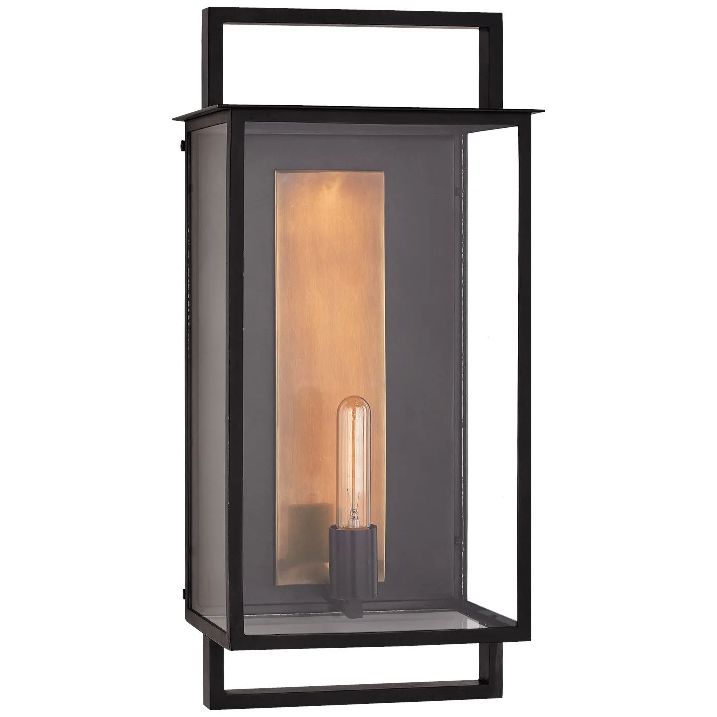 Halle Large Wall Lantern in Aged Iron and Clear Glass