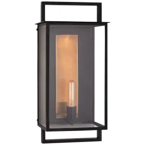 Halle Large Wall Lantern in Aged Iron and Clear Glass
