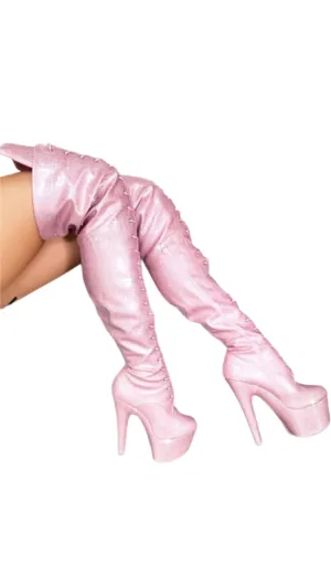 Hella Heels: Glitterati Thigh HIgh Sugar Baby 8" - INSTORE
