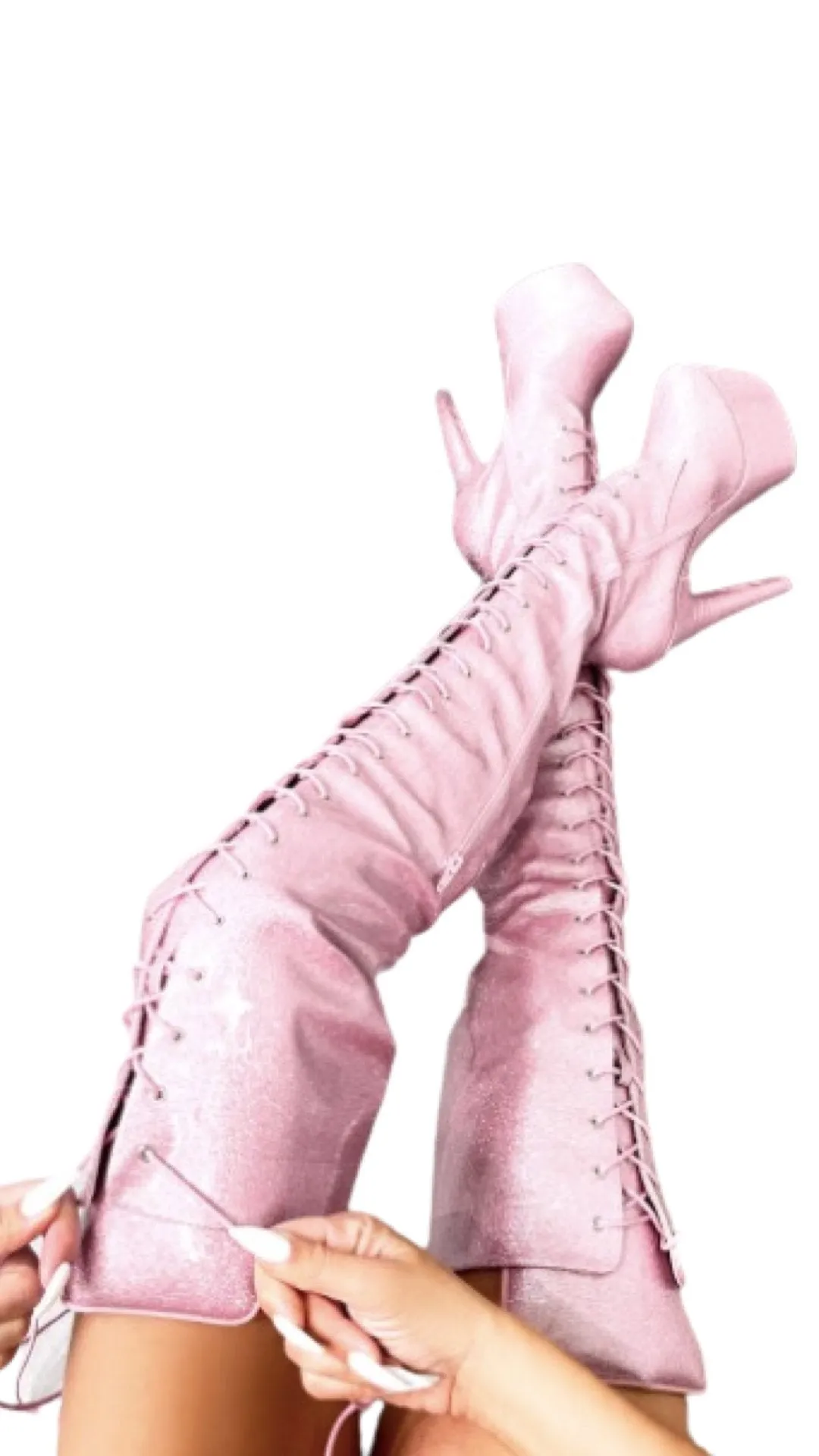 Hella Heels: Glitterati Thigh HIgh Sugar Baby 8" - INSTORE