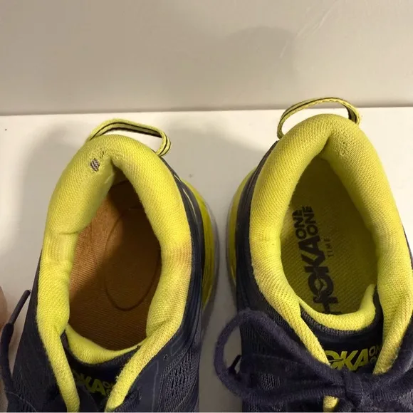 Hoka Men's Bondi 7 Green Navy Blue Lace Up Athletic Comfort 9.5