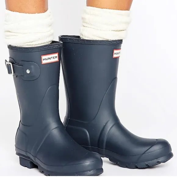 Hunter Original Short Navy Adjustable Wellington Boots size 6   A541