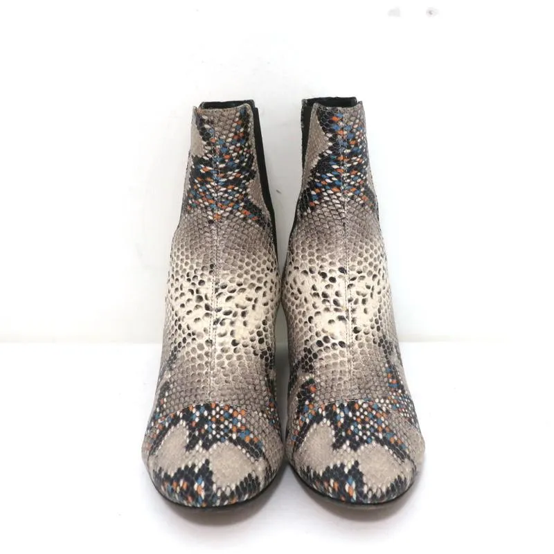 Isabel Marant Chelsea Boots Danelya Cream Snakeskin Print Leather Size 39