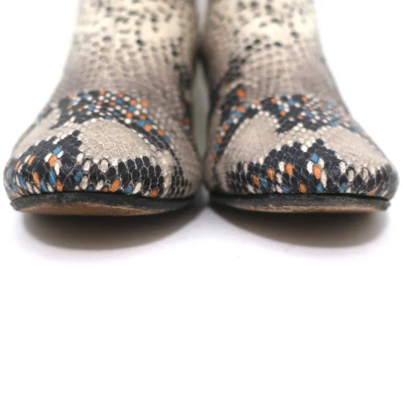 Isabel Marant Chelsea Boots Danelya Cream Snakeskin Print Leather Size 39