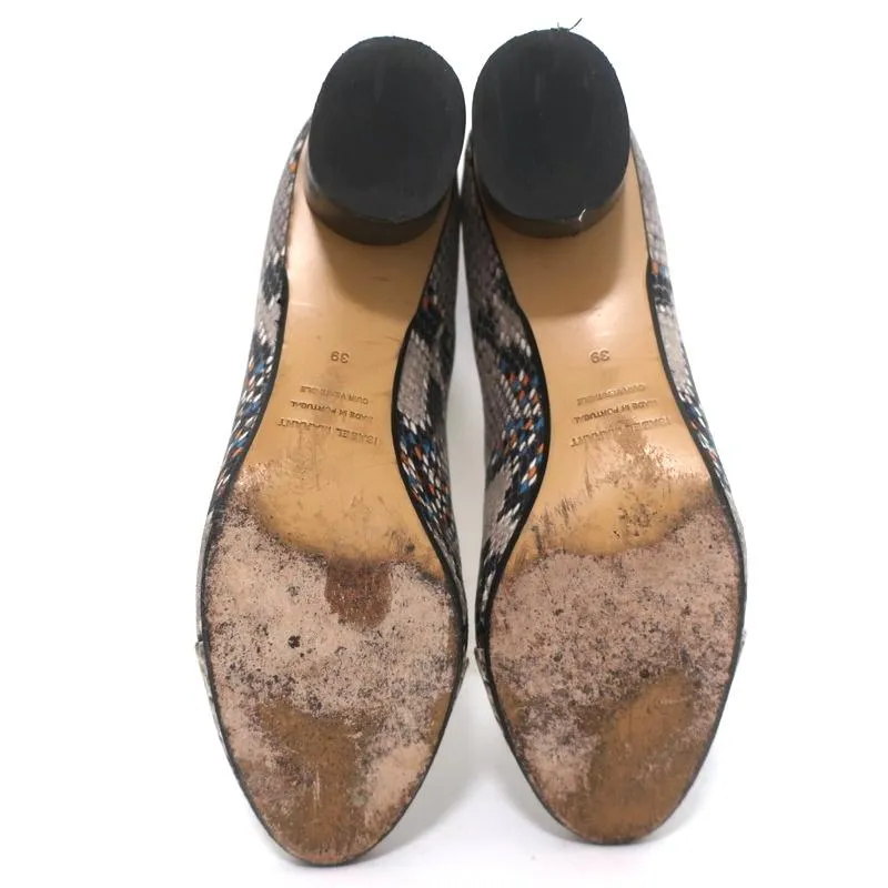 Isabel Marant Chelsea Boots Danelya Cream Snakeskin Print Leather Size 39