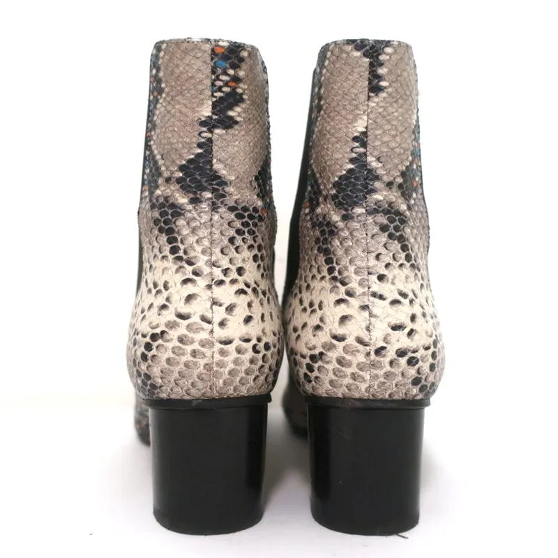 Isabel Marant Chelsea Boots Danelya Cream Snakeskin Print Leather Size 39