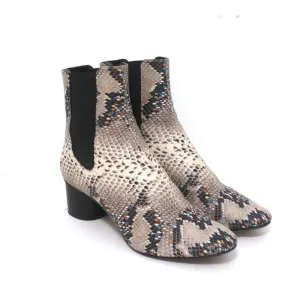 Isabel Marant Chelsea Boots Danelya Cream Snakeskin Print Leather Size 39