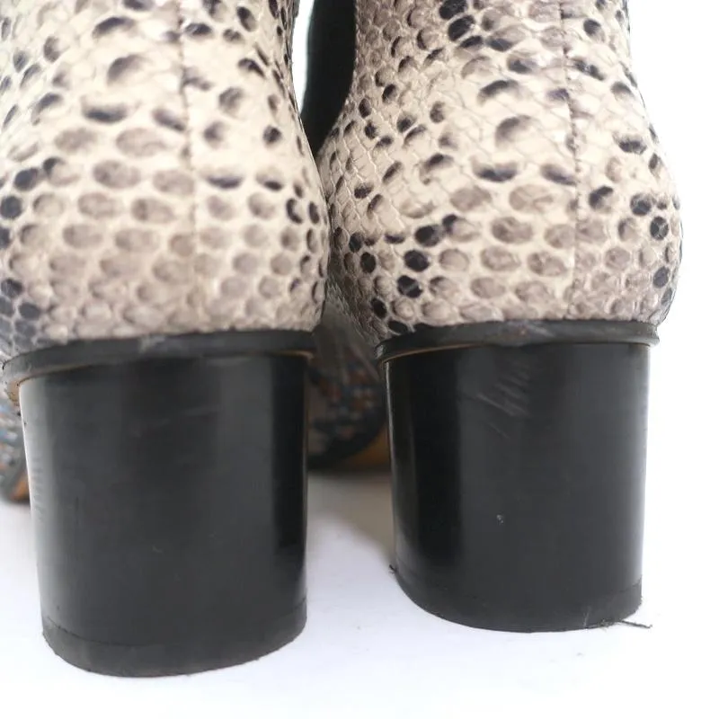 Isabel Marant Chelsea Boots Danelya Cream Snakeskin Print Leather Size 39